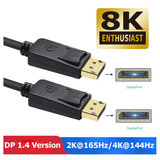 10Ft DisplayPort Cable Male to Male w/Latches v1.4 8K 60Hz