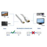 6Ft Mini DisplayPort to DisplayPort Cable with Latch White